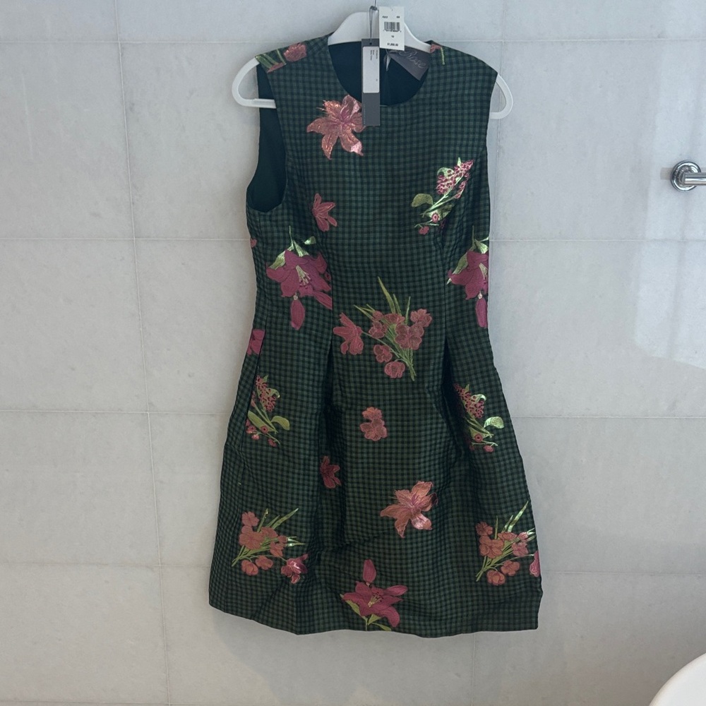 Lela Rose Green and Pink Floral Mini Dress